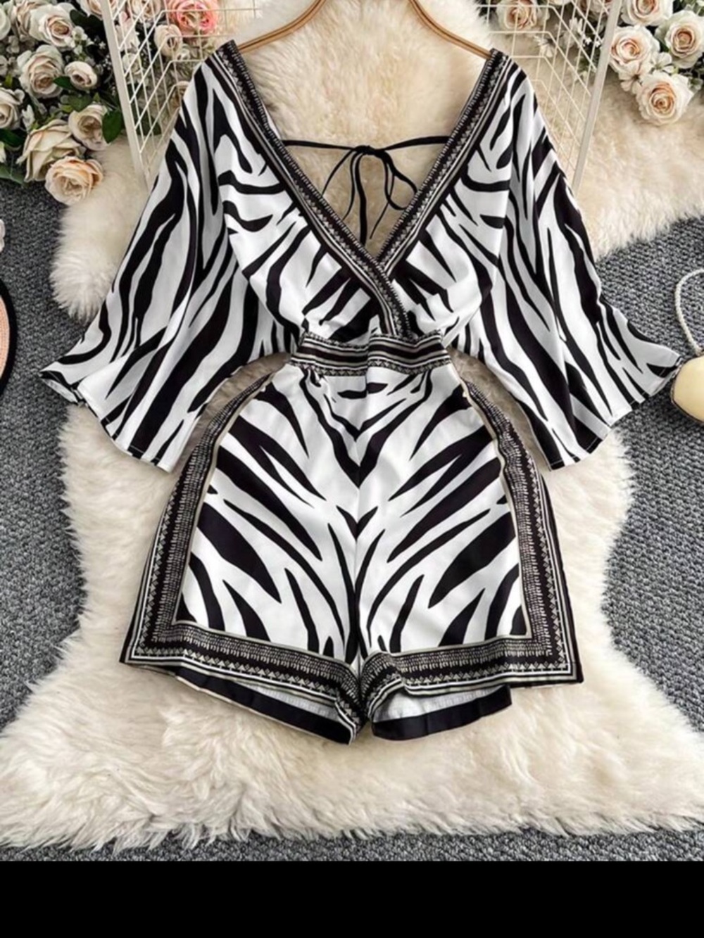 Black & White Zebra Print Romper